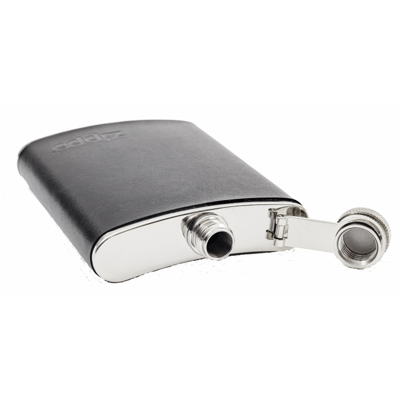 Zippo Stainless Steel 6oz Hip Flask Leather Wrapped